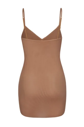 Mini-robe nuisette à col en V en maille douce Intimates, couleur miel