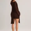 Mini-robe à épaules dénudées avec détails en tricot Luzia, couleur chocolat Mini-robe à épaules dénudées avec détails en tricot Luzia, couleur chocolat