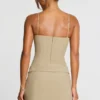 Mini-robe plissée à nouer en sergé tissé Bruna, couleur taupe Mini-robe plissée à nouer en sergé tissé Bruna, couleur taupe
