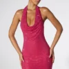 Mini-robe Raquel à col bénitier extrême et dos nu, ornée de broderies, en rose vif Mini-robe Raquel à col bénitier extrême et dos nu, ornée de broderies, en rose vif