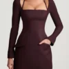 Mini-robe structurée A-line à fines rayures Ksenia, couleur chocolat Mini-robe structurée A-line à fines rayures Ksenia, couleur chocolat