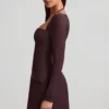 Mini-robe structurée A-line à fines rayures Ksenia, couleur chocolat Mini-robe structurée A-line à fines rayures Ksenia, couleur chocolat