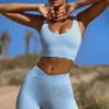 Mini-short FlexiRib à taille haute, bleu