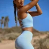 Mini-short FlexiRib à taille haute, bleu