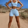 Mini-short FlexiRib à taille haute, bleu