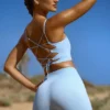 Mini-short FlexiRib à taille haute, bleu