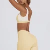 Mini-short froncé en marbré citron