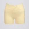 Mini-short froncé en marbré citron
