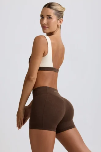 Mini-short froncé en marbré noisette