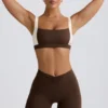 Mini-short froncé en marbré noisette