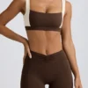 Mini-short froncé en marbré noisette