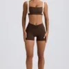 Mini-short froncé en marbré noisette