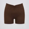 Mini-short froncé en marbré noisette