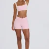 Mini-short froncé en marl rose pâle