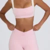 Mini-short froncé en marl rose pâle