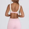 Mini-short froncé en marl rose pâle