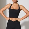 Mini-short à poches et taille torsadée, noir