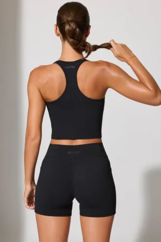 Mini-short à poches et taille torsadée, noir