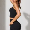Mini-short à poches et taille torsadée, noir