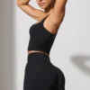 Mini-short à poches et taille torsadée, noir