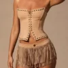 Mini-short taille basse à franges Meliora, couleur beige Mini-short taille basse à franges Meliora, couleur beige