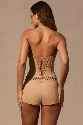 Mini-short taille basse Zoryelle en beige