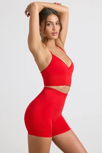 Mini-short taille haute Define Luxe en rouge