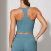 Mini-short à taille torsadée avec poches, bleu pierre