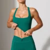 Mini-short à taille torsadée avec poches, couleur bleu sarcelle