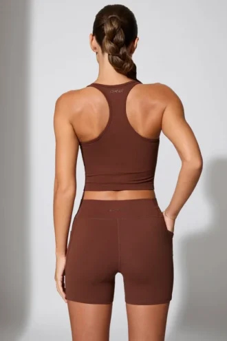 Mini-short à taille torsadée avec poches, couleur marron