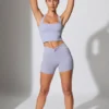 Mini-short à taille torsadée avec poches, couleur pervenche