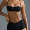 Oh Polly Maillot de bain : Haut de bikini micro orné HOTFIX Edition en noir Oh Polly Maillot de bain : Haut de bikini micro orné HOTFIX Edition en noir