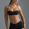 Oh Polly Maillot de bain : Haut de bikini micro orné HOTFIX Edition en noir Oh Polly Maillot de bain : Haut de bikini micro orné HOTFIX Edition en noir