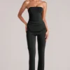 Pantalon ajusté taille moyenne Lumi en noir Pantalon ajusté taille moyenne Lumi en noir