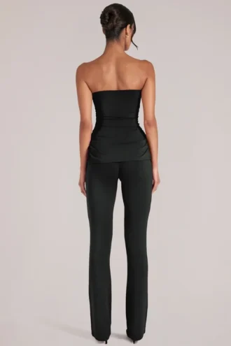 Pantalon ajusté taille moyenne Lumi en noir