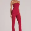 Pantalon ajusté taille moyenne Lumi  en rouge cerise