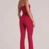 Pantalon ajusté taille moyenne Lumi  en rouge cerise