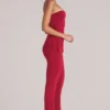 Pantalon ajusté taille moyenne Lumi  en rouge cerise