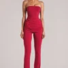 Pantalon ajusté taille moyenne Lumi  en rouge cerise