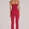 Pantalon ajusté taille moyenne Lumi  en rouge cerise