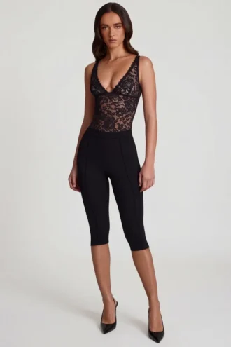 Pantalon capri court Giuliana en jersey Ponte noir