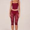 Pantalon capri à dentelle Annalisa  en rouge cerise