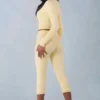 Pantalon capri Selene en maille, taille mi-haute, jaune beurre