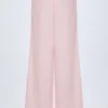 Pantalon Dalila à jambes larges en popeline de coton à rayures roses et blanches
