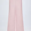 Pantalon Dalila à jambes larges en popeline de coton à rayures roses et blanches