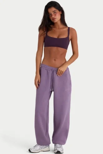 Pantalon de jogging ample à taille mi-haute en jersey brossé, couleur Dusk