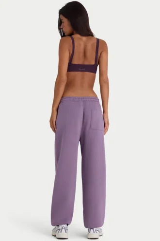 Pantalon de jogging ample à taille mi-haute en jersey brossé, couleur Dusk