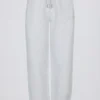 Pantalon de jogging ample à taille mi-haute en jersey de coton brossé, gris chiné Pantalon de jogging ample à taille mi-haute en jersey de coton brossé, gris chiné