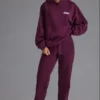 Pantalon de jogging ample à taille mi-haute en jersey de coton doux, couleur raisin Pantalon de jogging ample à taille mi-haute en jersey de coton doux, couleur raisin