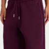 Pantalon de jogging ample taille moyenne en jersey de coton brossé, couleur bordeaux Pantalon de jogging ample taille moyenne en jersey de coton brossé, couleur bordeaux
